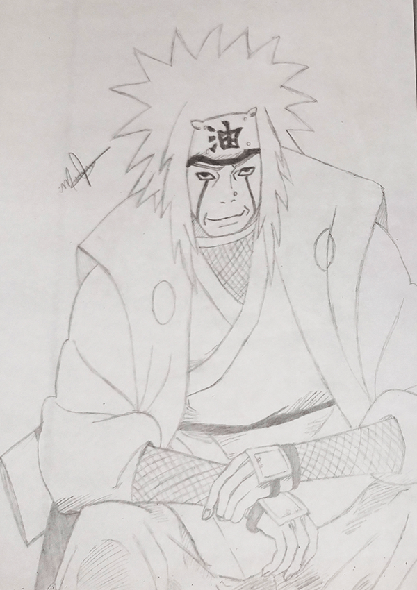 Pencil drawing of a seated sage
